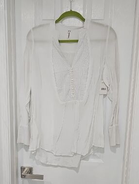 Free People White Pintuck Peasant Tunic